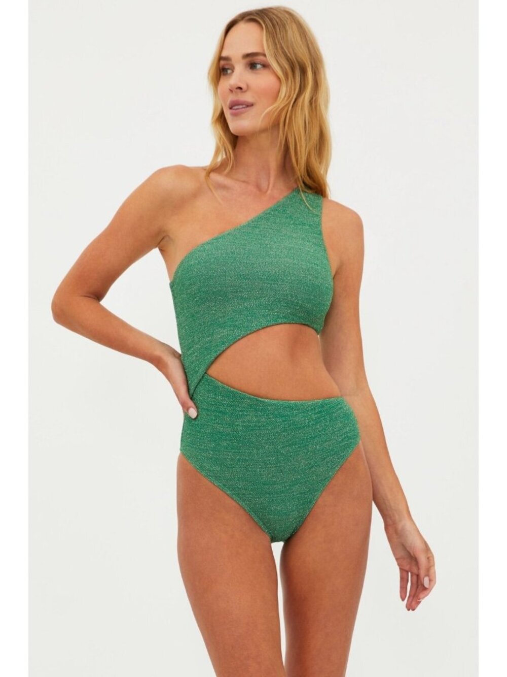 Beach Riot Celine asymmetrical one piece in emerald shine M